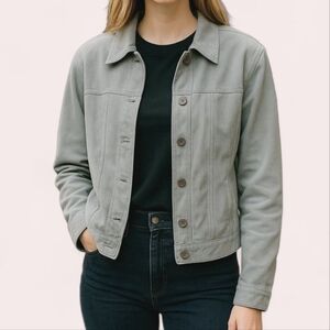 Vintage J Marco Tailored Suede Jacket in Cool Blue Size Large